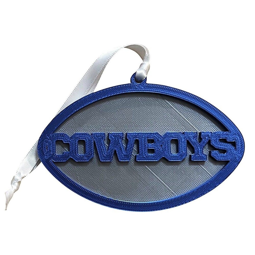 3D Printed 4" Ornament - Cowboys - Blue over Silver - O006-2642